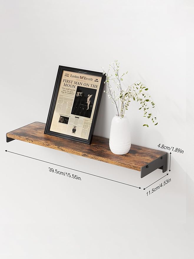 Floating Shelves for Wall, Shelves for Decor Storage Set of 6, Wall Mounted Wood Shelf for Bedroom, Living Room, Bathroom, Kitchen,Long Picture Ledge Shelves. (Brown)