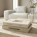 Beautiful Decorative Books - Set of 2 Boxes Enhance Your Coffee Table, Bookshelf or Mantel Decor - Aesthetic Fake/Faux Books for Modern Home Decoration, Photo Storage and as a Keepsake Box