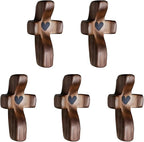 Wooden Cross Fidget Wood Pocket Prayer Fidget Cross to Hold Gifts for People with Depression/Anxiety(Black 5pcs)