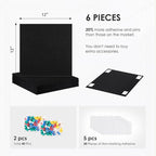 Large Cork Board for Walls |Cork Board Alternative|Felt Wall Tiles| Black Bulletin Board with Removable Adhesive | Cork Boards Pinboard for Office Home Classroom,36"x24",6 Pack,Black