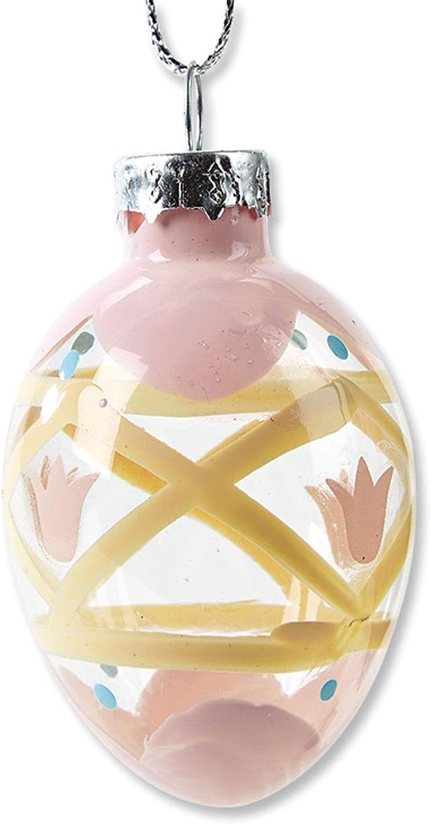 Lillian Vernon Hand Painted Blown Glass Easter Ornaments - Handcrafted Hanging Tree Decorations, Easter Egg Holiday & Party Decor, 2 in, Assorted, 12-Piece Set