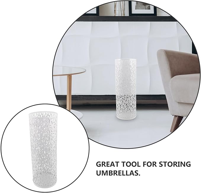 Toddmomy Umbrella Holder, Umbrella Stand for Entryway, Metal Umbrella Organizer Round Umbrella Rack Freestanding Tall Floor Vase Canes Walking Sticks Golf Clubs Organizer White
