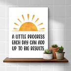 Inspirational Office Wall Art Decor, Motivational Add Up to Big Results Positive Quote Daily Affirmations Artwork Posters for Home Office Gym Classroom Decorations (8 X 10 Inches, Framed)