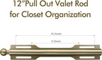 FIRJOY 12" Valet Rod for Closet Pull Out (1 Pack, Antique Brass)