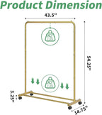 Simple Trending Standard Clothes Clothing Garment Rack with Storage Shelves, Rolling Clothes Organizer on Wheels for Hanging Clothes, Gold