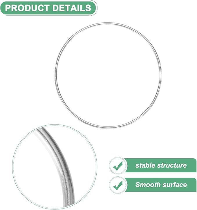 M METERXITY 12-Pack Dream Catcher Rings,3.9 Inch Metal Round Shape Macrame Wreath Floral Ring Hoop for Home/Valentine/DIY Craft/Wedding/Wall Hanging Decorations [White Silver]