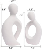Quoowiit Ceramic Couple Sculptures for Home Decor, Abstract Lover Statue for Shelf, Office, Living Room, Bedroom, Gifts for Anniversary, Valentine's Day, Birthday (White)