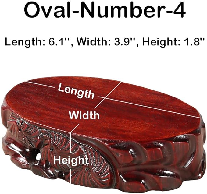 GOLDY&WENDY Oriental Furniture Rosewood Wooden Display Stand Oval Hand-carved Stone Buddha Statue Ornament Pedestal