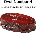 GOLDY&WENDY Oriental Furniture Rosewood Wooden Display Stand Oval Hand-carved Stone Buddha Statue Ornament Pedestal