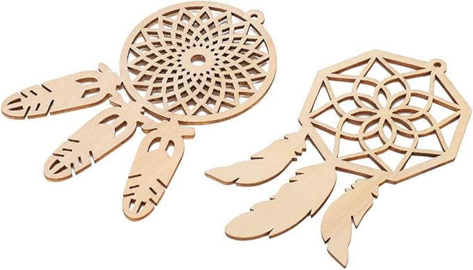 Wooden Dreamcatcher, 20Pcs Unfinished DIY Dream Catchers Kits Mini Decorative Hanging Ornaments Wall Craft for Home Bedroom Decoration