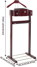 Mens Valet Stand With Top Tray Non-Slip Trouser Bar Clothes Valet Suit Stand Freestanding Clothes Rack For Living Room Entryway Bedroom Office