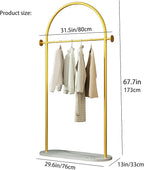 Gold Clothing Rack with Marble Base,Modern Metal Garment Rack for Bedroom,Entryway & Boutique Display,Sturdy Open Closet Clothes Rack for Hanging Clothes,Coat Rack freestanding Heavy Duty