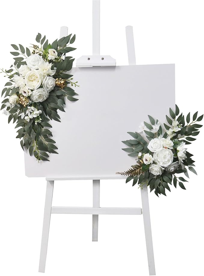 2Pieces Wedding Decorative Swag Artificial Flower Swag Ceremony Sign for Indoor and Outdoor Use Decorations