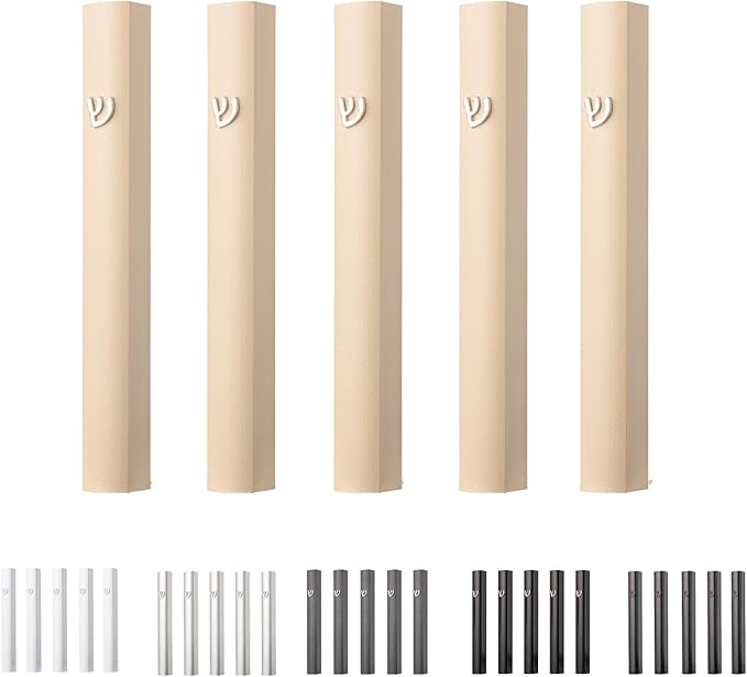 5 Pack Modern Aluminum Waterproof Mezuzah Case, Made in Israel, Fit up to 5" / 12cm Mezuzah Scroll, Easy Peel and Stick (Scroll Not Included)