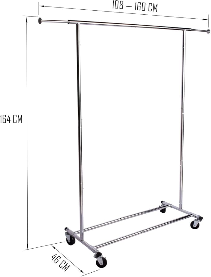 DRM Folding/Collapsible Clothing/Garment Rack,250 lbs Heavy-Duty Rolling Clothes Organizer Rack,Chrome