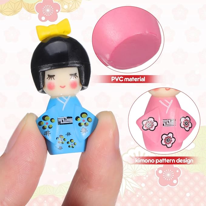 IMIKEYA 12Pcs Japanese Kimono Dolls Resin Miniature Kimono Ornament Figurines - Asian Geisha Decor for Home Table Party Favor Fairy Garden Decoration