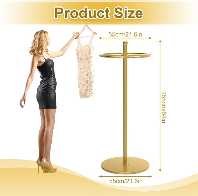 Round Garment Rack, Floor Standing Rotatable Clothing Rack, Portable Retail Display stand for Hanging Clothes Bedrooms Boutiques Commercial Shop Laundry Room