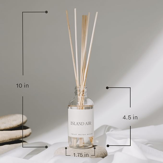 Sweet Water Decor Spa Reed Diffuser Set - Sea Salt, Wood, and Cream Scented Reed Diffuser for Home - Home Freshener Diffuser with Sticks - Long Lasting Fragrance, Made in the USA