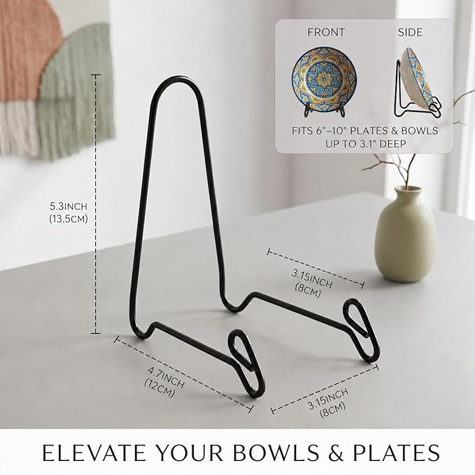 Artliving 2 Pack Display Stand Easel Iron Bowl Stands for Display Medium Deep Bowls, Platters and Deep Dishes