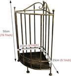 Corner Metal Umbrella Rack, Small Space Sector Umbrella Holder for Walking Sticks Canes Cue, Entryway Decor Umbrella Storage Stand w/Drip Tray (Color : Bronze)