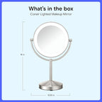 Conair Lighted Makeup Mirror, Double-Sided Vanity Mirror with 1X/10X Magnification, 3 Color Modes and 360 Rotation, Satin Nickel, BE401X2