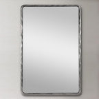 ANDY STAR Hand-Forged Silver Bathroom Mirrors for Wall, 22x30 Inch Vintage Solid Steel Metal Frame Bathroom Vanity Mirror, Antique Rounded Rectangle Wall Mirror, Hangs Horizontally or Vertically