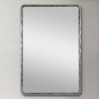 ANDY STAR Hand-Forged Silver Bathroom Mirrors for Wall, 30x40 Inch Vintage Solid Steel Metal Frame Bathroom Vanity Mirror, Antique Rounded Rectangle Wall Mirror, Hangs Horizontally or Vertically