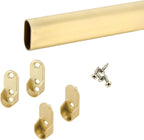 Custom cut to size (12-92 inches) oval closet rod with choice of end support (Matte Brass)