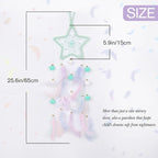 Pretty Jolly Green Star Kids Dream Catcher Wall Decor Pompom Feather Baby Dreamcatcher Handmade Children Dream Catcher Home Décor Wall Hanging for Nursery Bedroom Boys Girls Birthday Gift-25.6in