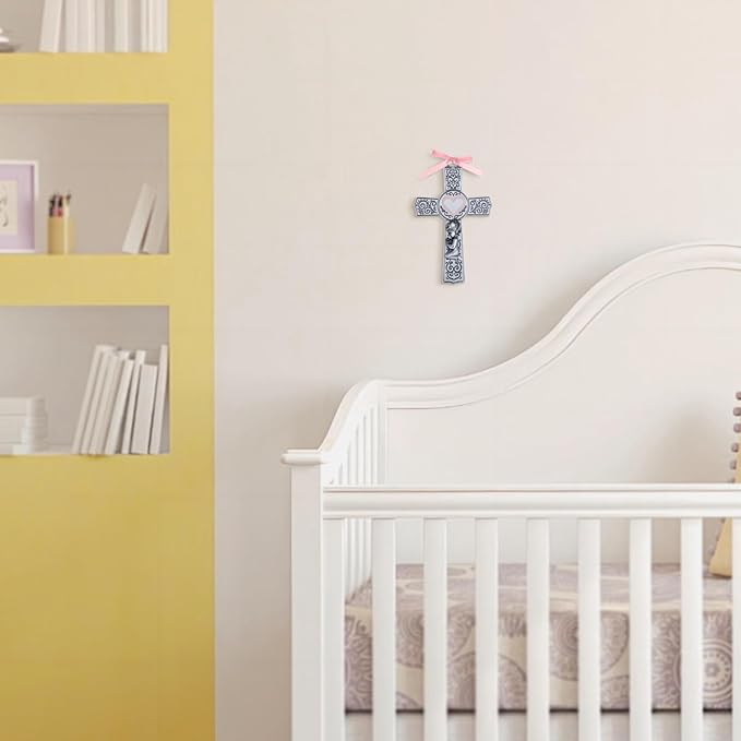 KOMI Baby Catholic Wall Cross 6Inch Baptism Gifts for Girls Religious Wall Decor Catholic Baptism Gift First Holy Communion Gifts Recuerdos Para Bautizo