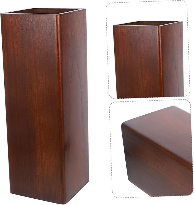 Cabilock Solid Wood Umbrella Stand Organizer for Compact Entryway Storage Design for Indoor and Outdoor Use Dark Walnut Finish