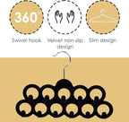Velvet Scarf Storage Organizer for Closet (Pack of 3), Black | by Home Basics | Scarf Holder for Scarves and Ties | Slim Scarf Hangar Useful for Belts and Jewelry