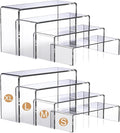 MerryNine Acrylic Risers Display Stands, 8 Pcs 2 Set Clear Acrylic Shelves, Plastic Display Risers for Retail, Vinyl Figures, Cupcake, Jewelry, Dessert Display, No Assembly, Scratch-Resistant (Rectangular-4mm-8pcs)