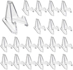 Hipiwe 20 Packs Mini Acrylic Easel Stands Clear Coin Display Easel Holder for Displaying Air-Tite Coins Pocket Watches Capsules Challenge Medals Casino Chips