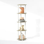 Furinno Turn-N-Tube Storage Shelves, 5-Tier Book Shelf, Corner Shelf, Toolless Open Shelves, for Organization and Storage, Living Room, Home Office, Hallway, Bedroom, Sonoma Oak