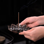 GARMOLY Large Incense Holder for Sticks Anti-Ash Spilling, Brass Lotus Incense Stick Holder and Detachable Ash Catcher
