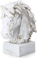 SiliFine Horsehead Resin Sculpture Beige Wood-Look Horses Head Decorative Statue Farmhouse Tabletop Resin Home Decor Statue Accent for Mantel, Entryway, Foyer & Living Room