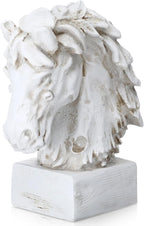 SiliFine Horsehead Resin Sculpture Beige Wood-Look Horses Head Decorative Statue Farmhouse Tabletop Resin Home Decor Statue Accent for Mantel, Entryway, Foyer & Living Room