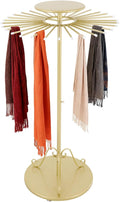 Scarf Display Stand 30-Arm Scarf Holder Organizer Freestanding Scarf Hanger 360° Rotating Rack for Home and Clothing Store (Gold, 30 Rods)