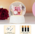 Valentines Day Decor Musical Gnomes Snow Globe, Couple Gnomes Lighted Snow Globe with 6H Timer, USB/Battery Operated, Birthday Wedding Valentine's Day Gifts for Women