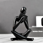 Gold Reading Women Statue, Thinker Sculptures, Abstract Art Ornament, Modern Aesthetic Figurine Decoration, Suitable for Home Living Room Bedroom Office Shelf Table Desk Bookshelf Decor (Black Right)