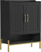 HOOBRO Shoe Cabinet, 5-Tier Shoe Storage Organizer with Doors, Wooden Shoe Cabinet Storage for Entryway, Freestanding Shoe Rack Cabinet with 3 Adjustable Shelves for Hallway, Gold and Black DB41SC01