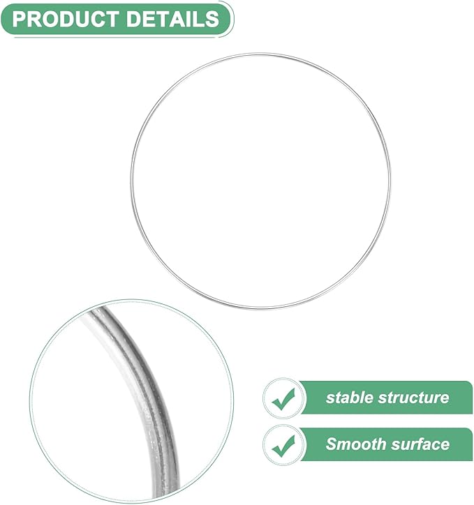 M METERXITY 12-Pack Dream Catcher Rings,5.9 Inch Metal Round Shape Macrame Wreath Floral Ring Hoop for Home/Valentine/DIY Craft/Wedding/Wall Hanging Decorations [White Silver]