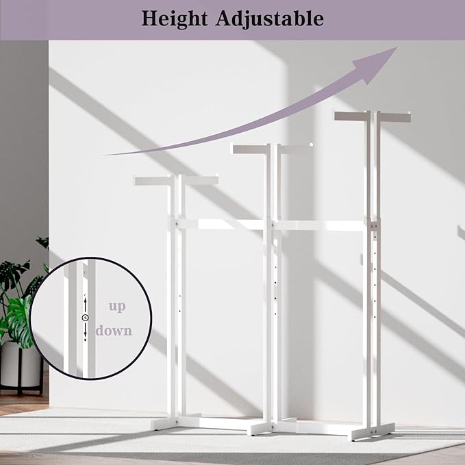 Clothing Racks - Retail - Display - Metal Garment Racks Heavy Duty for Hanging Clothes, Rolling White Commercial Clothing Display Rack Stand with Wheels (6 Arm,White)