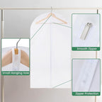 12 Pack Garment Bags for Hanging Clothes - Translucent Suit Bag for Closet Wardrobe Storage Travel - 24" x 42"