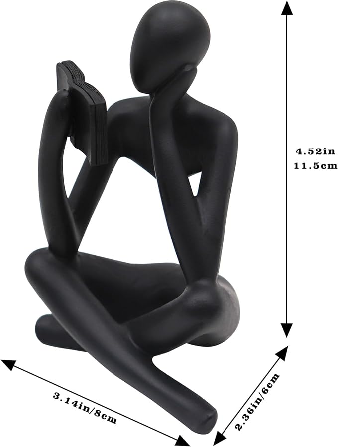 Jinkoozz Reading Women Statue, Thinker Sculptures, Abstract Art Ornament, Modern Aesthetic Figurine Decoration, Suitable for Home Living Room Bedroom Office Shelf Table Desk Bookshelf Decor