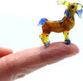 Goat Micro Tiny Figurines Hand Blown Glass Art Animals Collectible Gift Home Décor (Amber Blue)