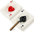 Amylove 2 Pcs Cool Ashtray Creative Poker Ceramic Cigarette Ashtray for Stoners Ceramic Poker Cigarette Accessories for Home Office Stoner Room Decor Men Women Gift Supplies