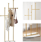 Gold Coat Racks with Marble Base Heavy Duty Clothes Rack Metal Coat Tree for Clothes Hats Scarfs Totes-19.7''L,GOLD