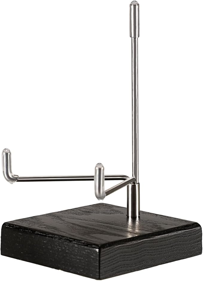 Hipiwe Display Stand Easel with Adjustable Stainless Steel Arm Easel with Wooden Base Easel Holder for Fossil Coral Geodes Rock Mineral Agate Plate Seashell Collectibles, 2.5"x2.5"x4.4"